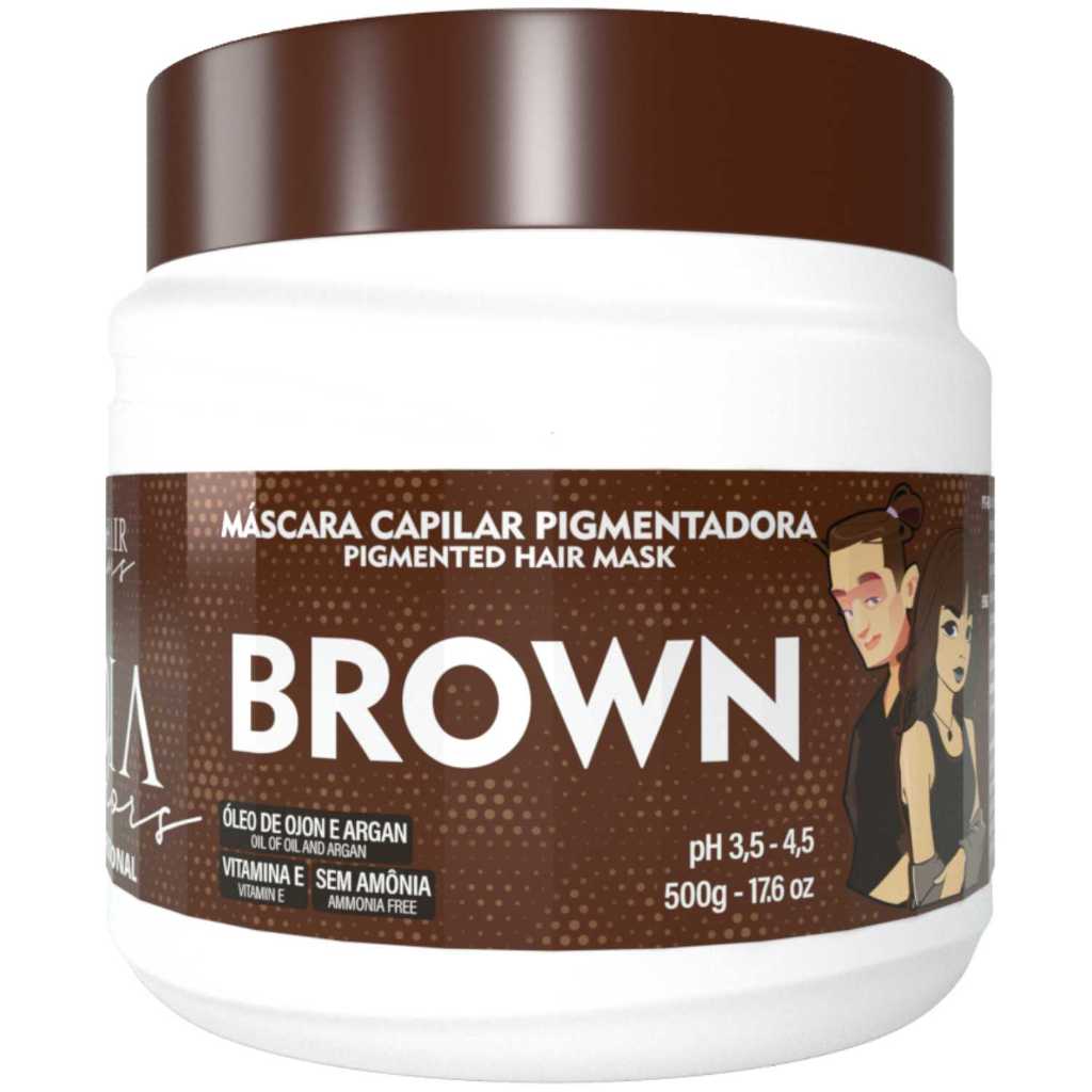 Máscara Capilar Pigmentadora Troia Colors Brown 500g Cor fantasia - Troia Hair