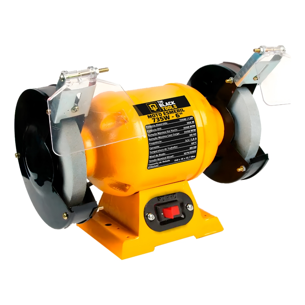 Moto Esmeril De Bancada 6 Polegadas 1cv Bivolt 2 Rebolos The Black Tools em Oferta na Shopee