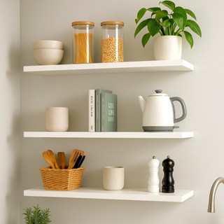 Kit 3 Prateleiras 50x15cm Branco Preto MDF De Parede Organizadora Cozinha Quarto Livro Enfeite com Suportes e Parafusos em Oferta na Shopee