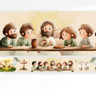 Faixa Decorativa Adesiva Infantil para Quarto de Criança no Tema de Jesus em Aquarela em Oferta na Shopee