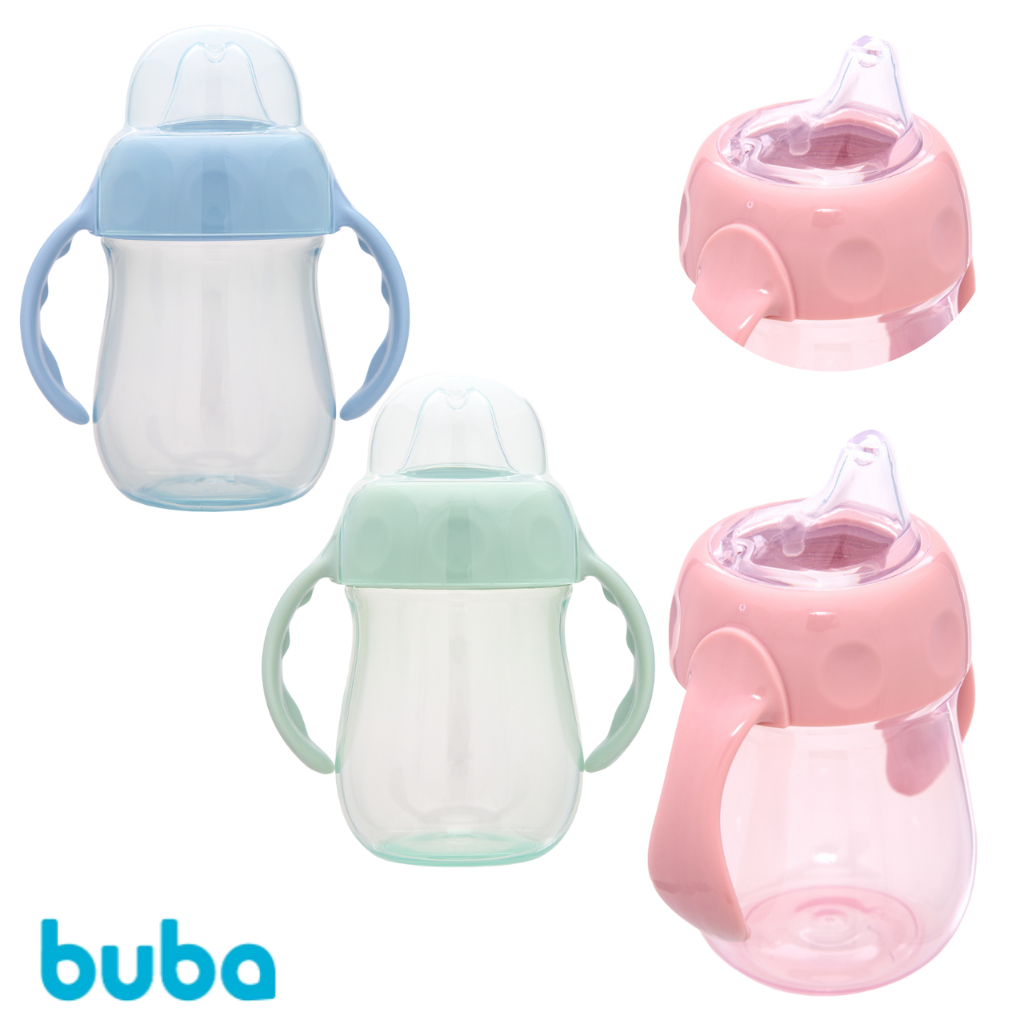 Copo de Treinamento Bebê Buba com Bico de Silicone e Alça, copo de transição 160 ml