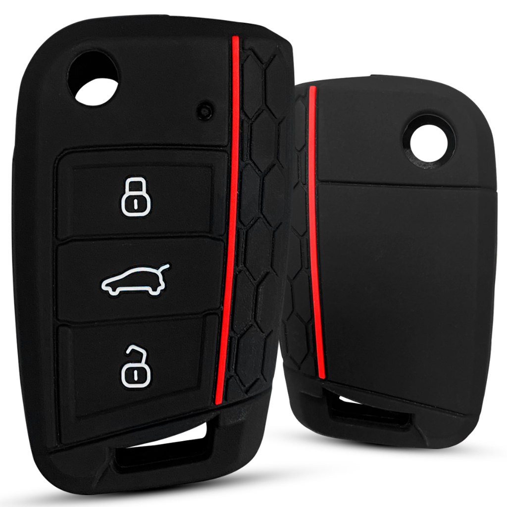Capa Silicone de Chave Canivete 3 Botões Para Polo Nivus T-Cross Virtus Golf Jetta Tiguan Novo Fusca