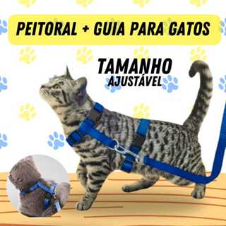 Coleira Peitoral Com Guia Gato Pet Shop Ajustavel E Guia em Oferta na Shopee