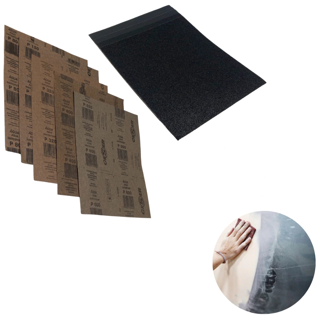 Folha de Lixa D'água 100 120 150 180 220 320 Ciser P funilaria poliester primer 1un