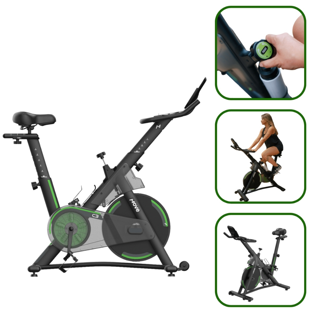 Bicicleta Ergométrica C3 Spinning Indoor Bluetooth Carga Magnética Original Movement