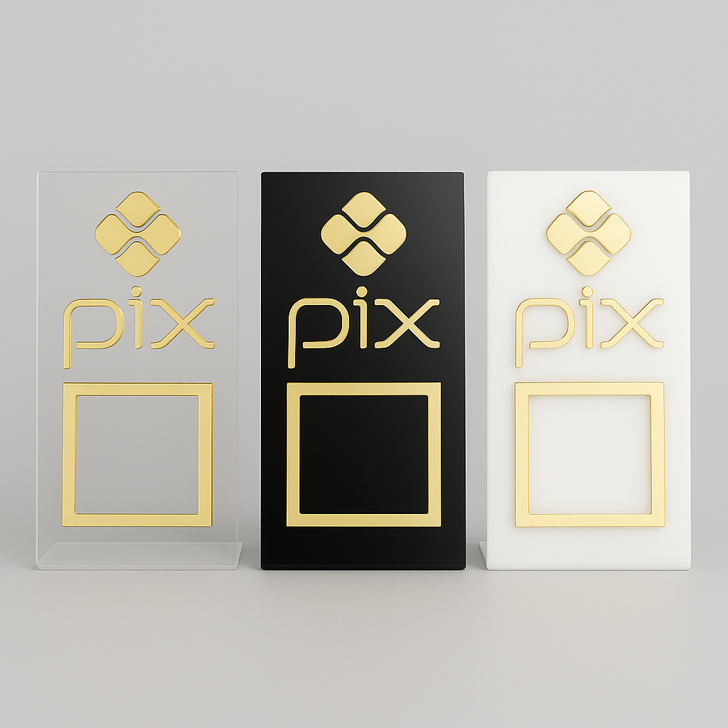 Placa Pix Mesa Balcão Pagamento Qr Code Acrílico Display QrCode em Oferta na Shopee