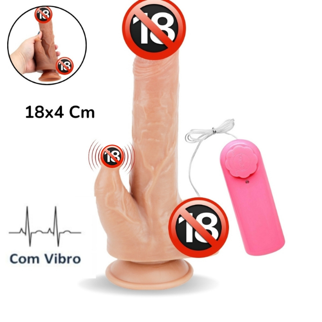 Pinto de Borracha Com Vibrador Masturbador Clitóris 18x4 Cm Consolo Ventosa
