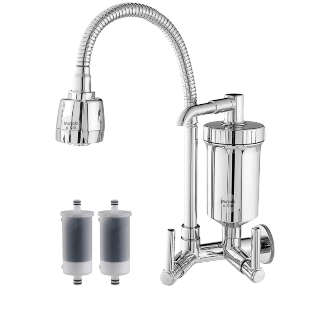 Torneira Cozinha com Filtro Gourmet Flexível com 2 Jatos De Parede
