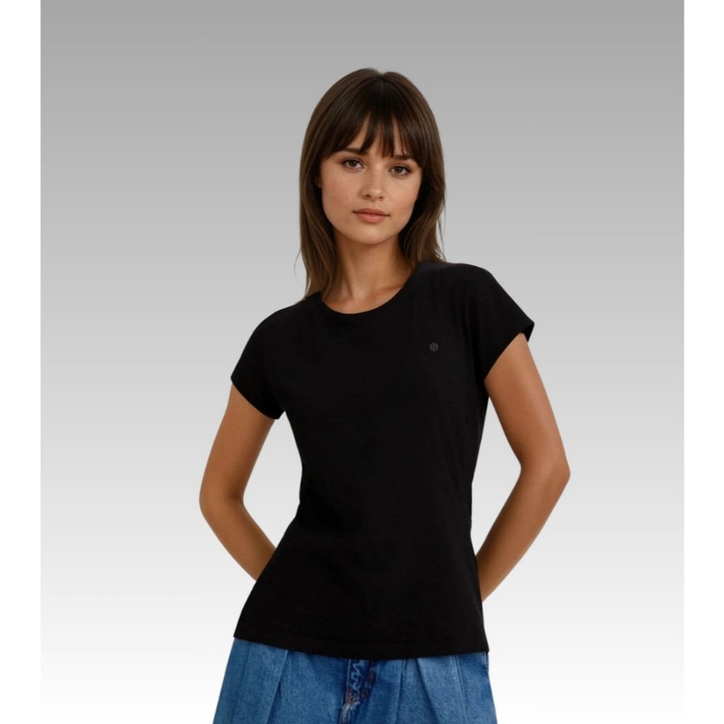 Camiseta Baby Look de Algodão Feminina Trendy Lumi