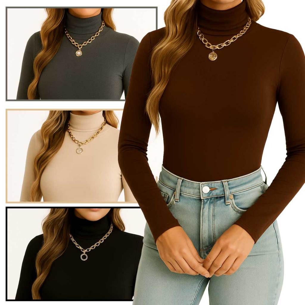 Body Feminino Cacharrel Manga Longa Inverno Frio Tamanho Unico Suplex Liso