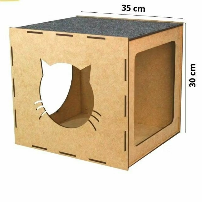 Nicho Gatos Casa Toca Mdf  Carpete Arranhador Playground Gatos