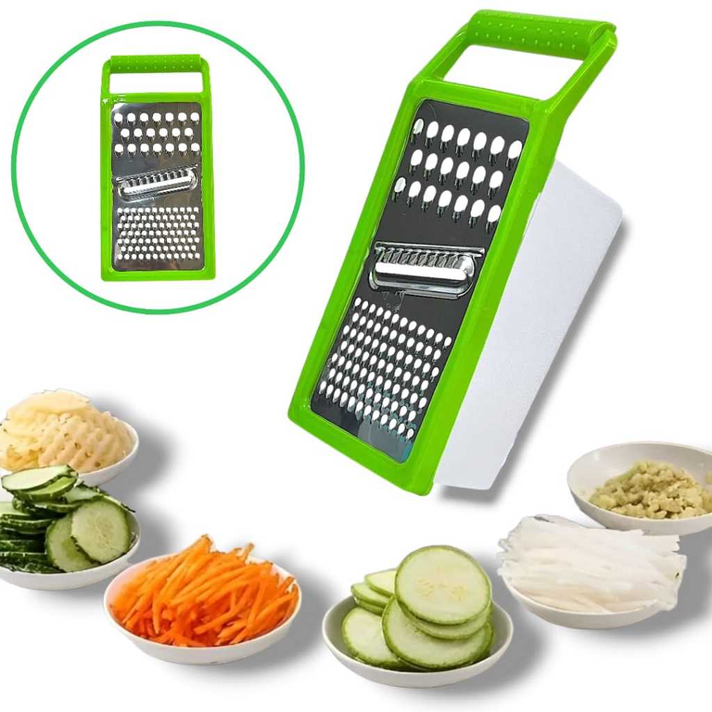Ralador com Pote de Plástico 3 em 1 - Fatiador e Ralador para Cozinha