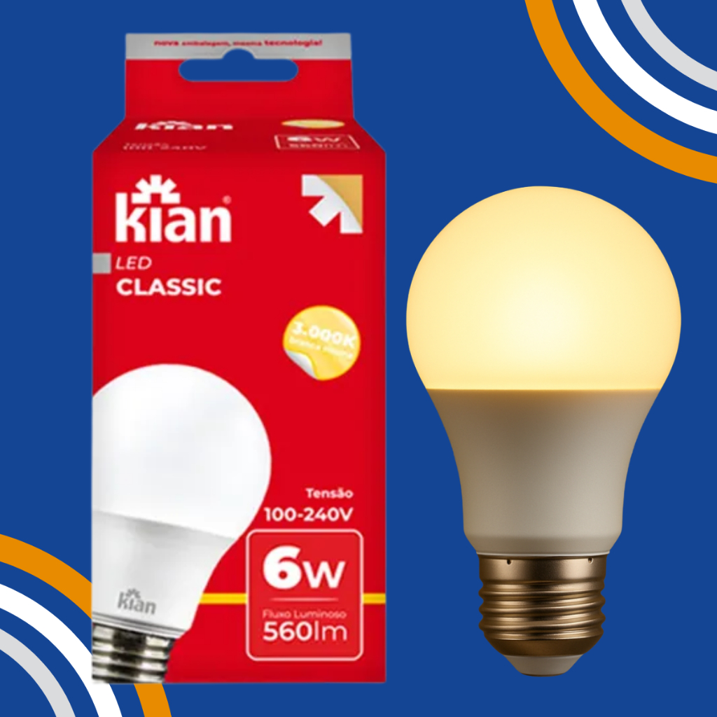 Lampada LED 6w Bivolt Luz Branca Morna 3000k
