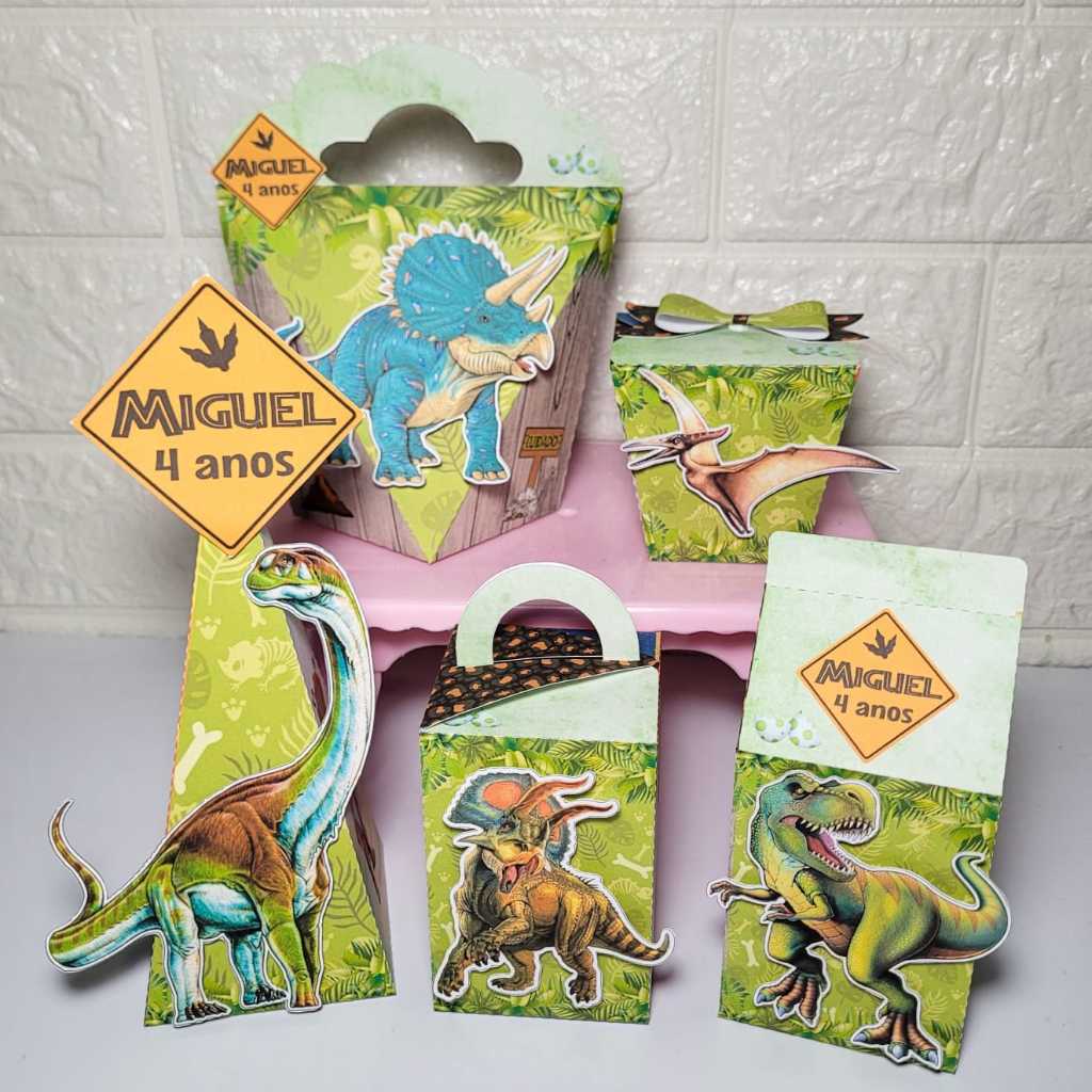 KIT CAIXAS PERSONALIZADAS DINOSSAURO LEMBRANCINHA/ANIVERSÁRIO FESTA/DECORAÇÃO