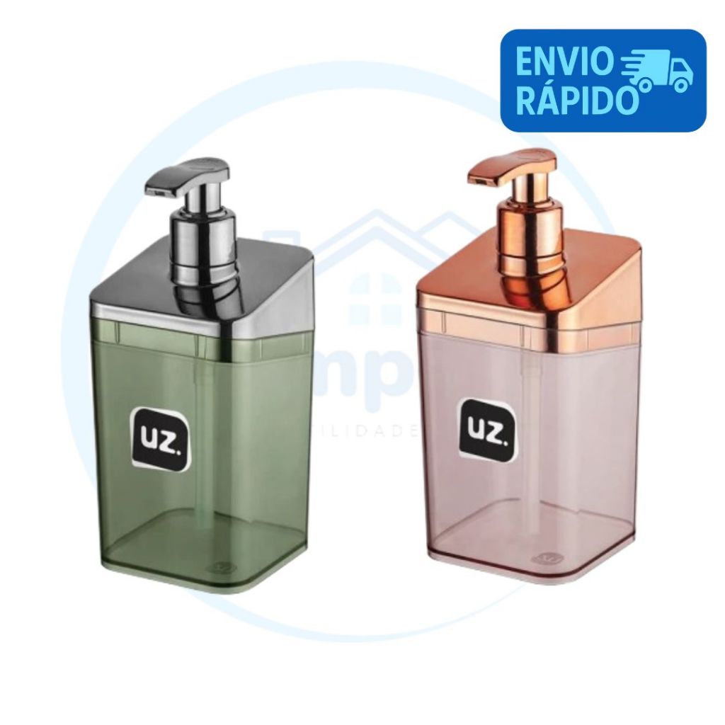 Porta Sabonete Líquido Slim de Plástico 350ml para Banheiro Lavabo - Uz Utilidades