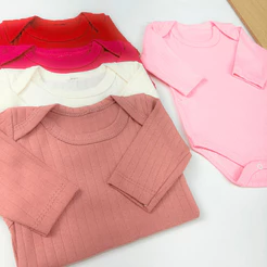 Kit 5 Peças Body Canelado Infantil Meia Estação Cores Variadas Menina Menino RN P M G