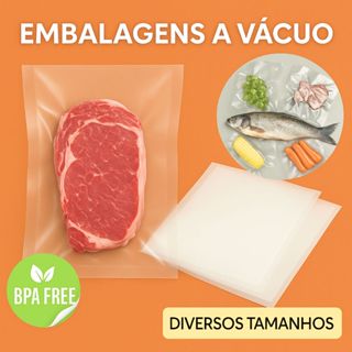 Saco Embalagem para Vácuo 15x20, 20x25, 20x30, 25x30 100 Unidades - Resistente Nylon Poli BPA FREE em Oferta na Shopee