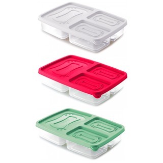 Pote com tampa 3 divisórias marmita vasilha comida salada fit legumes papinha tapoer plástico Plasútil