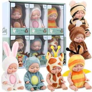 Mini Boneca Bebê Fantasia Tema Animais Reborn - 11 cm - Presente Infantil Colecionável