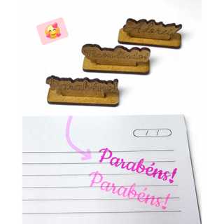 Trio Carimbos Pedagógicos - Parabéns, Adorei, Ficou Lindo - Tam. aprox 5x1,5cm em Oferta na Shopee