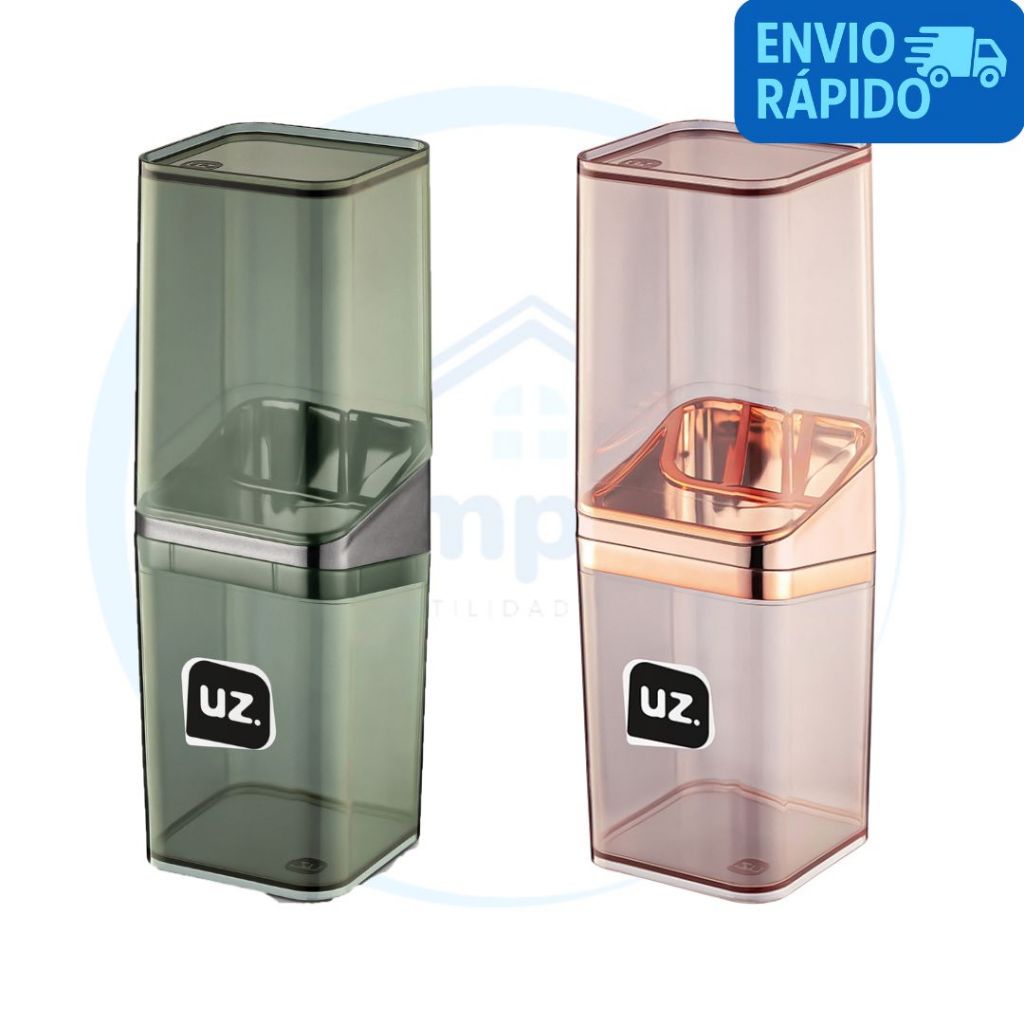 Porta Escova de Dente com Tampa Slim de Plástico para Banheiro Lavabo - Uz Utilidades