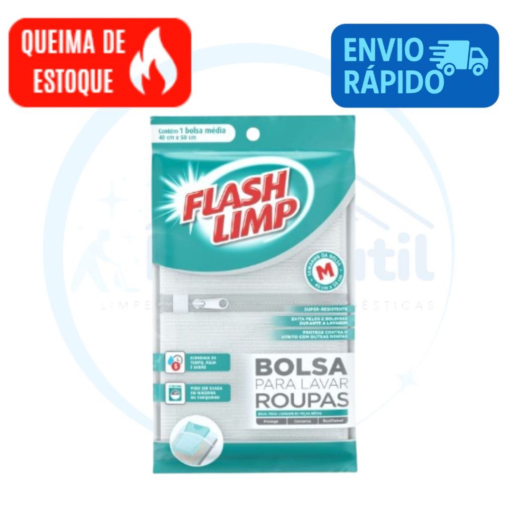 Bolsa para Lavar Roupas Tam M 40cm X 50cm Flash Limp