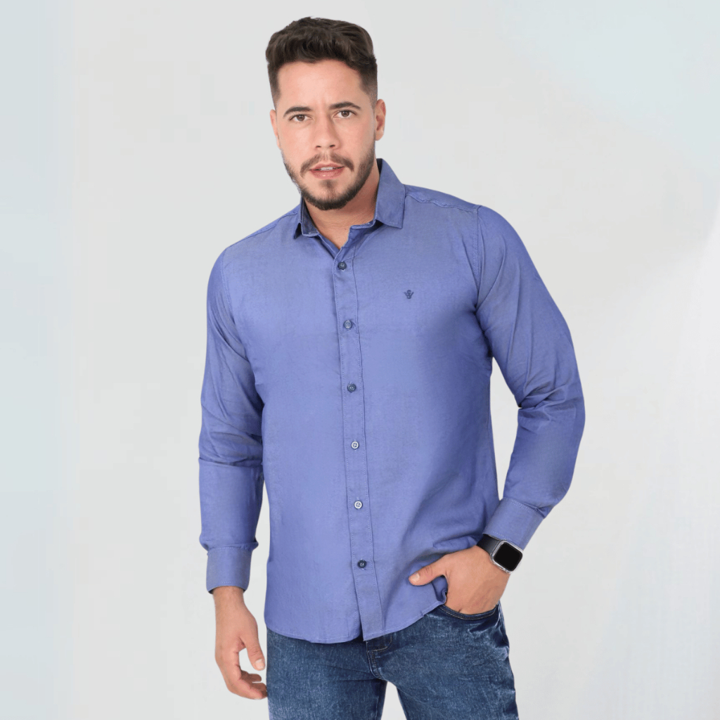 Camisa Masculina Slim Tencel  Manga Longa Social Casual Moda Formal Trabalho Reunião Estilo Elegante
