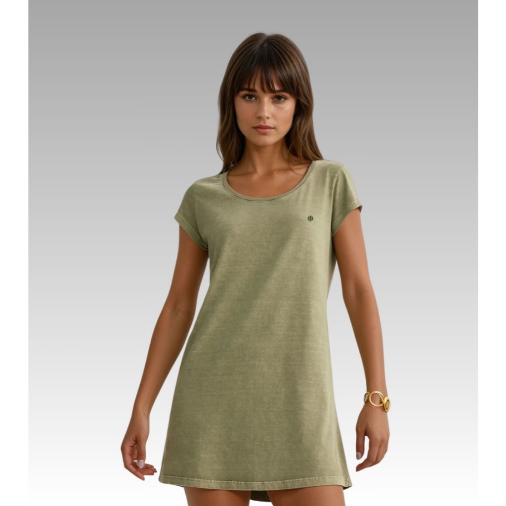 Vestido Estonada Liso de Algodão Premium Feminino