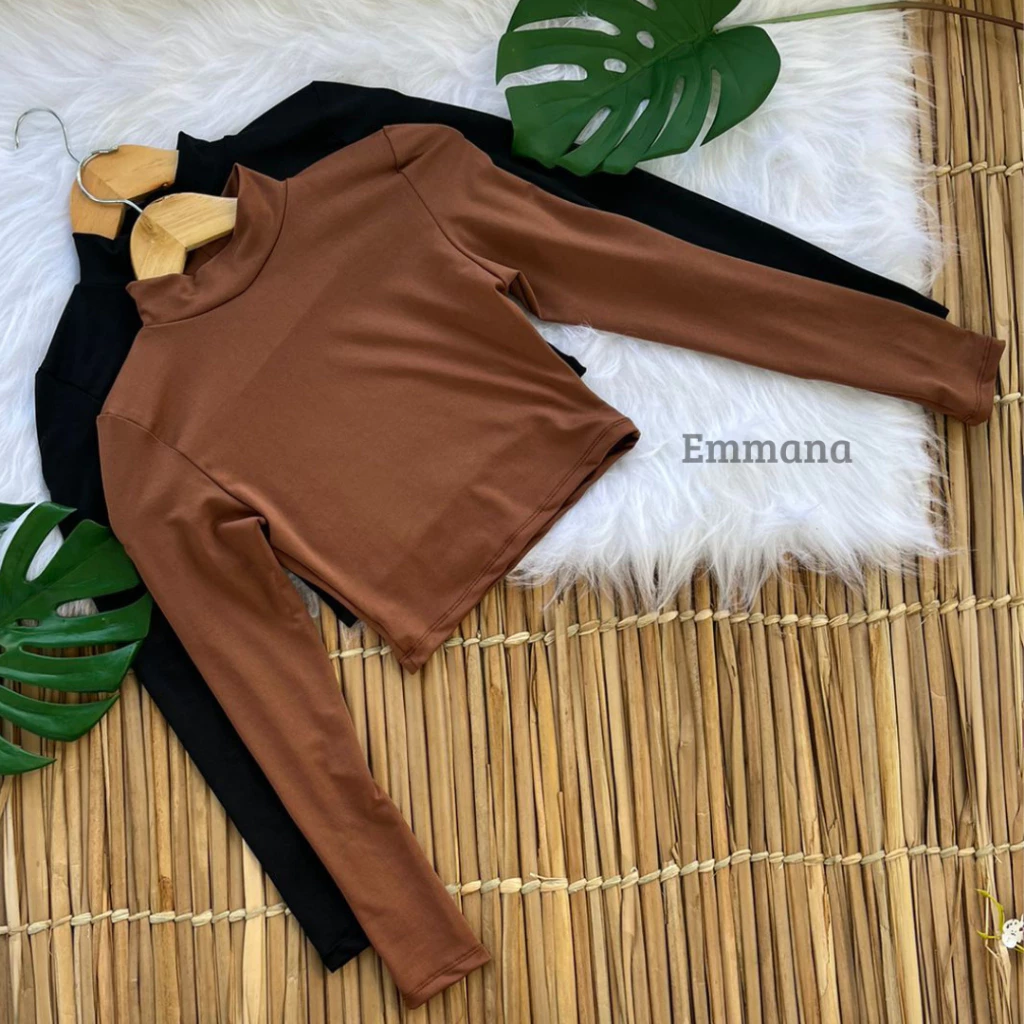 Kit C/2 Cropped Manga Longa Feminino Blusa Curta Moda Gringa — imagem 1