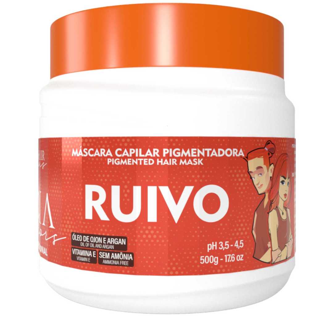 Máscara Capilar Pigmentadora Troia Colors Ruivo 500g Cor fantasia - Troia Hair
