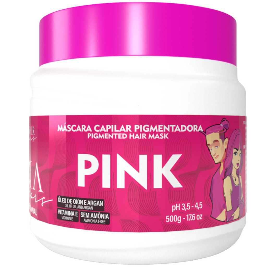 Máscara Capilar Pigmentadora Troia Colors Pink 500g Cor fantasia - Troia HaiR