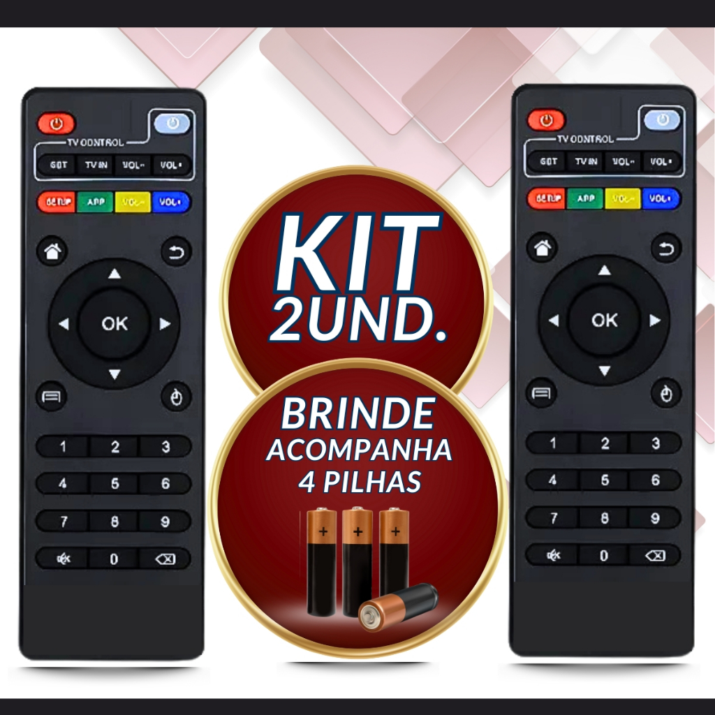 kit Controle Remoto Para Tv Botões Inteligentes Box Aparelho Completo Com Pilhas