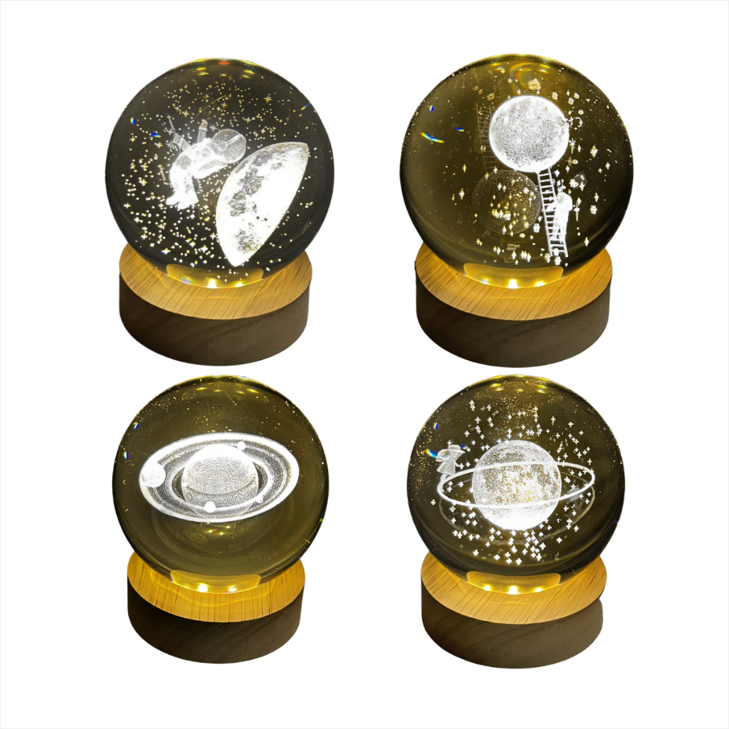 Abajour LED Luminaria De Mesa Galaxy Lights Bola De Cristal Decortativa Luz Aconchegante USB