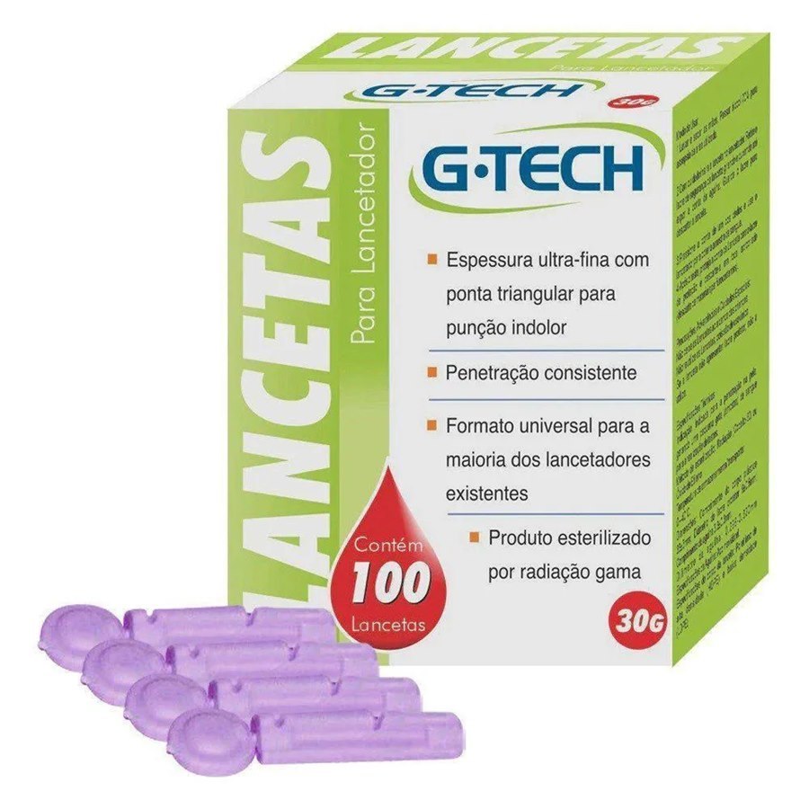 Lancetas Para Lancetador Com 100 Unidades G-Tech