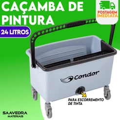 Caçamba para Pintura Plástico 24 Litros Rolo Tintas Menor Preço Condor