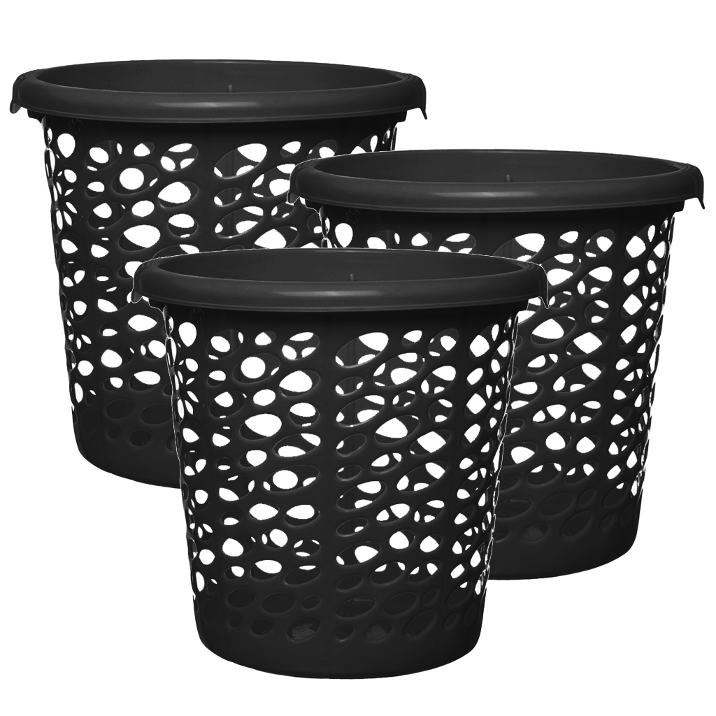Ate 03 Cestos Preto 10 LITROS 27x26cm telados sem tampa Utensilio Cozinha