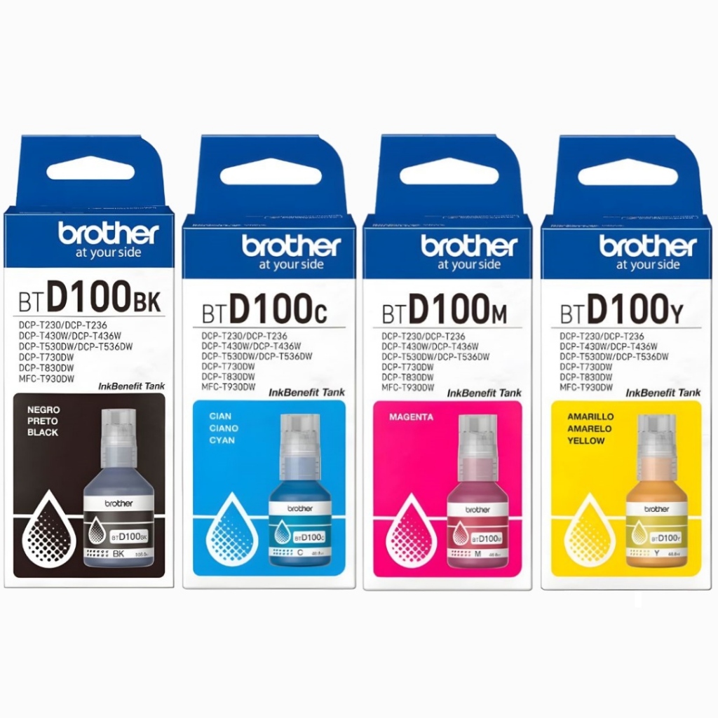 Kit de Tinta Brother BT-D100 para T230 T430W T530DW 4 Cores Impressora Tanque Recarga