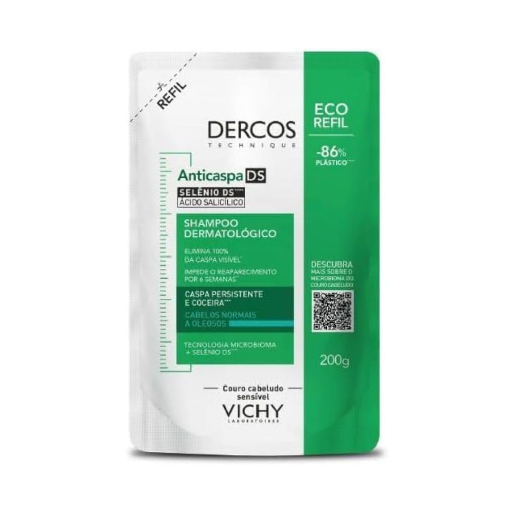 Shampoo Vichy Dercos Anticaspa DS Dermatológico Cabelos Normais A Oleosos Com 200g - Beauty