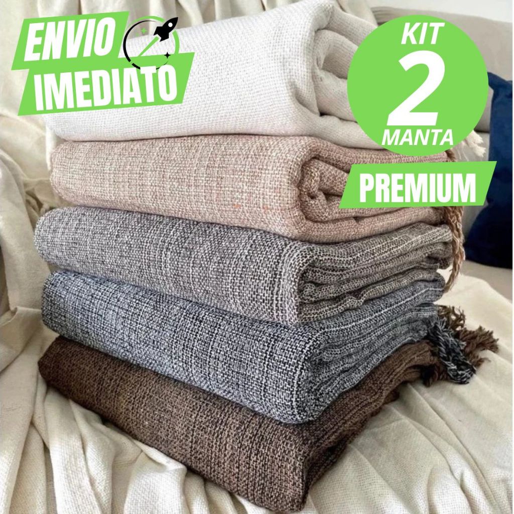 Kit 2 Mantas Para Sofá 2,40 x 1,80M Gigante 100% Algodão Protetor Decoração Qualidade