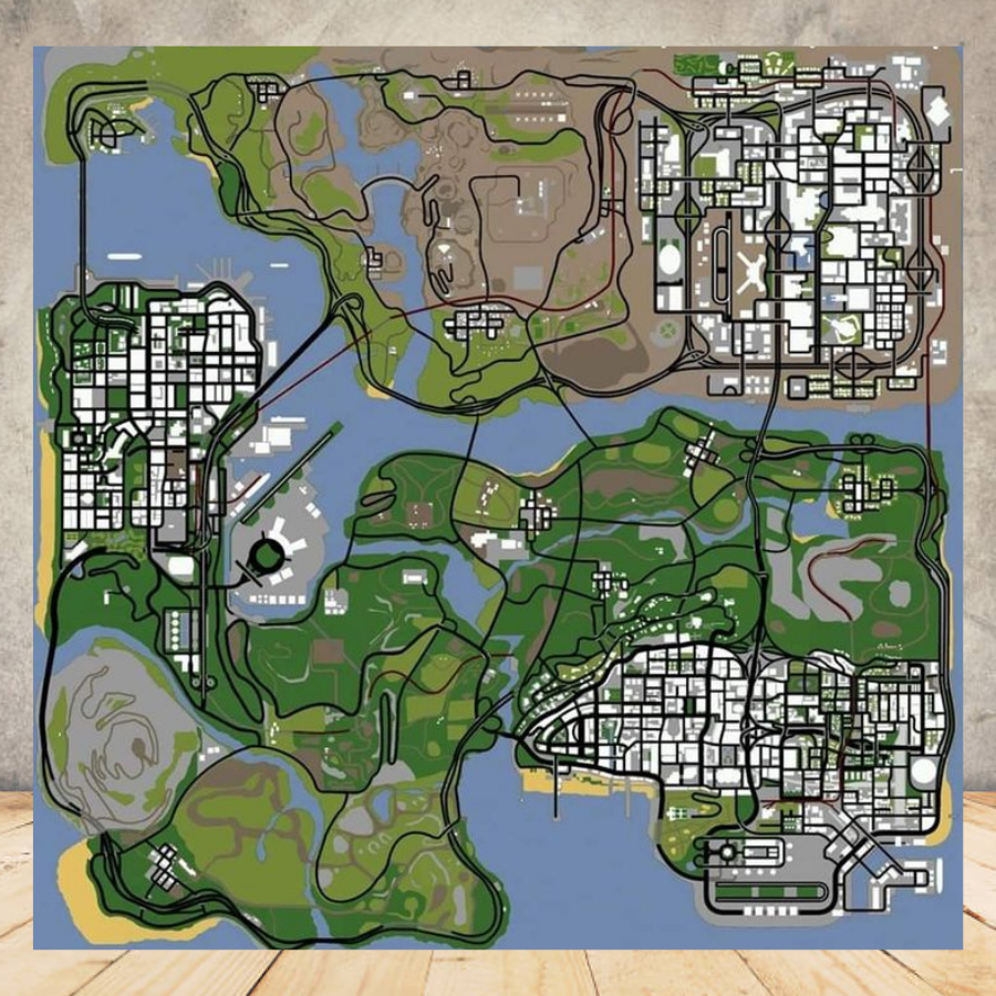 Quadro Placa decorativa geek Gta san andreas video game CJ poster quadrado games jogos nerd 09