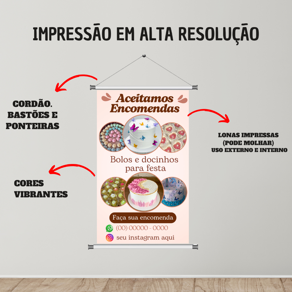 Banner Bolos e Doces *Diversos tamanhos*