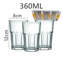 Kit 6 Copo de Vidro resistente 360ml transparente Vitaminas Suco Agua
