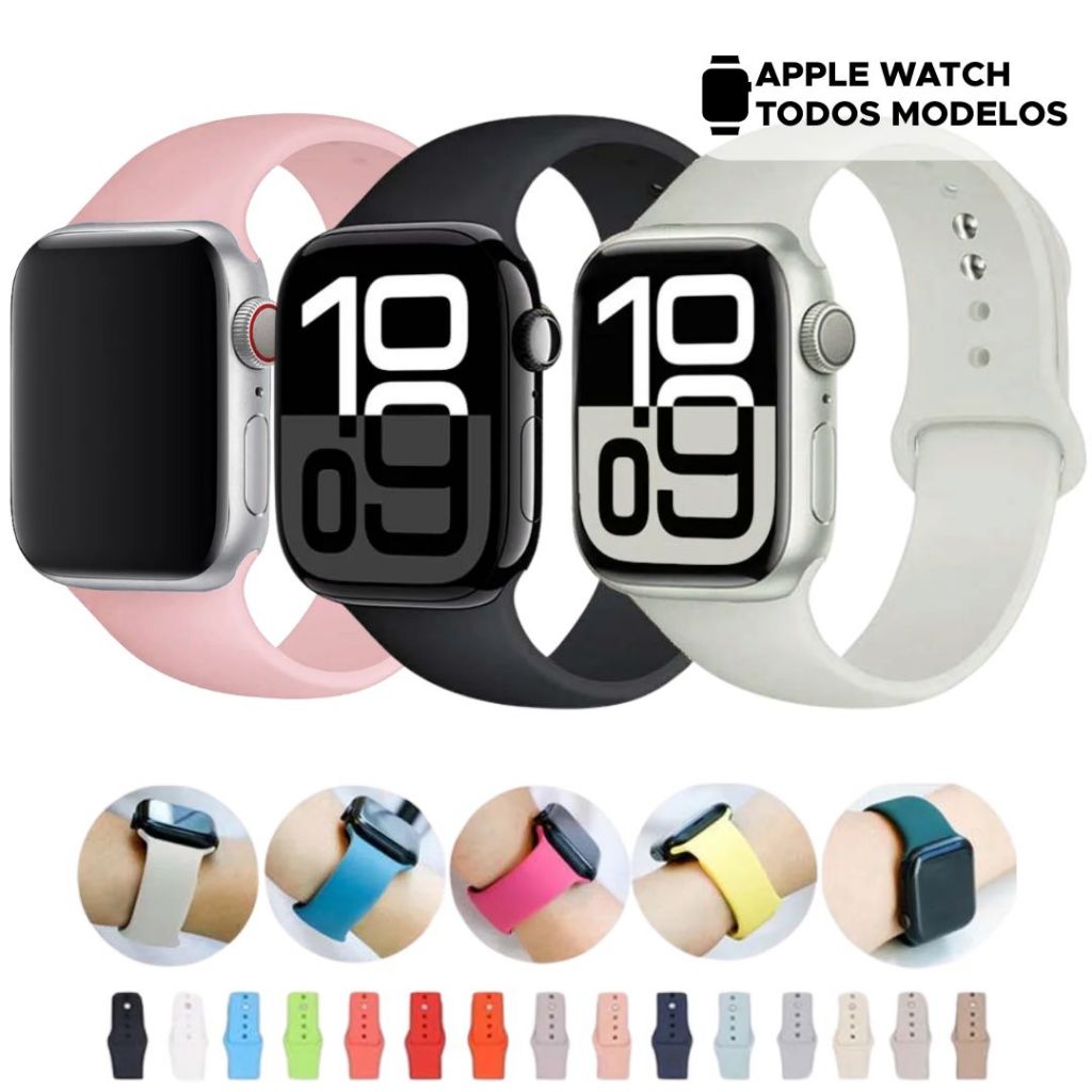 KIT 3 Pulseiras Apple Watch Smartwatch Silicone 42/44/45/46/49mm 38/40/41mm Series 1 2 3 4 5 6 7 8 9 10 11 SE ULTRA