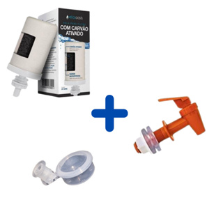 Kit Vela Carvão Ativado Filtro De Barro + 1 Boia Dosadora + 1 Torneira Marrom em Oferta na Shopee