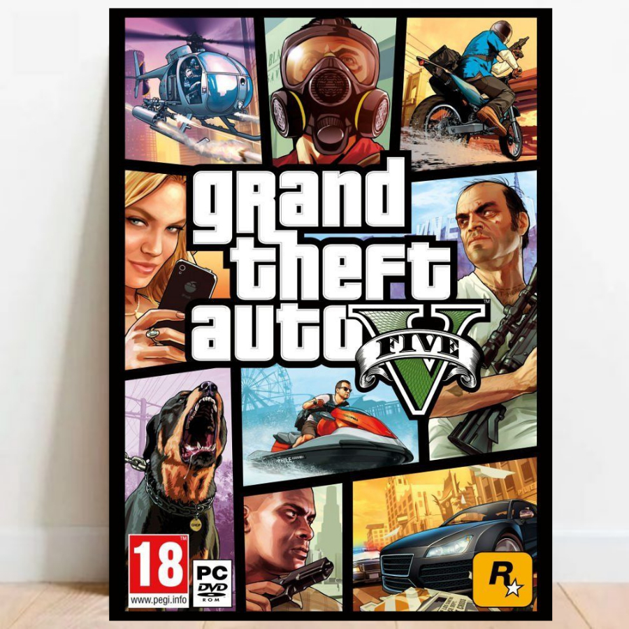 Quadro Placa decorativa geek Gta V 5 video game poster 40X30cm A3 games jogos nerd 014