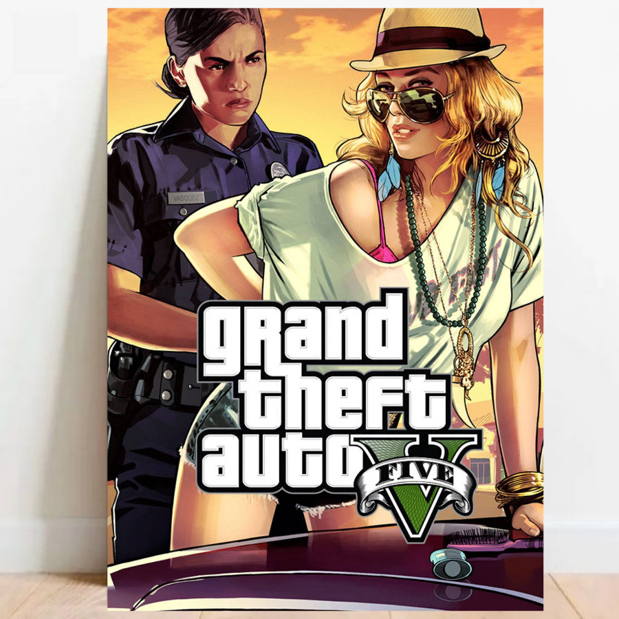 Quadro Placa decorativa geek Gta V 5 video game poster 40X30cm A3 games jogos nerd 015