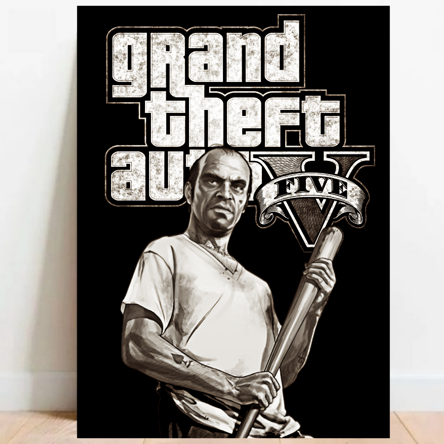 Quadro Placa decorativa geek Gta V 5 video game poster 40X30cm A3 games jogos nerd 016