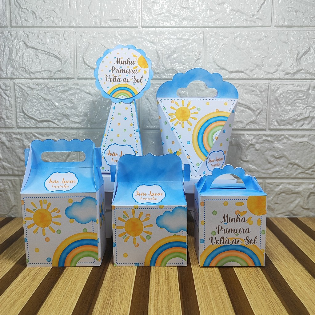 Personalizados PEGUE E MONTE Primeira volta ao sol menino lembrancinhas Caixinhas de aniversário para festa