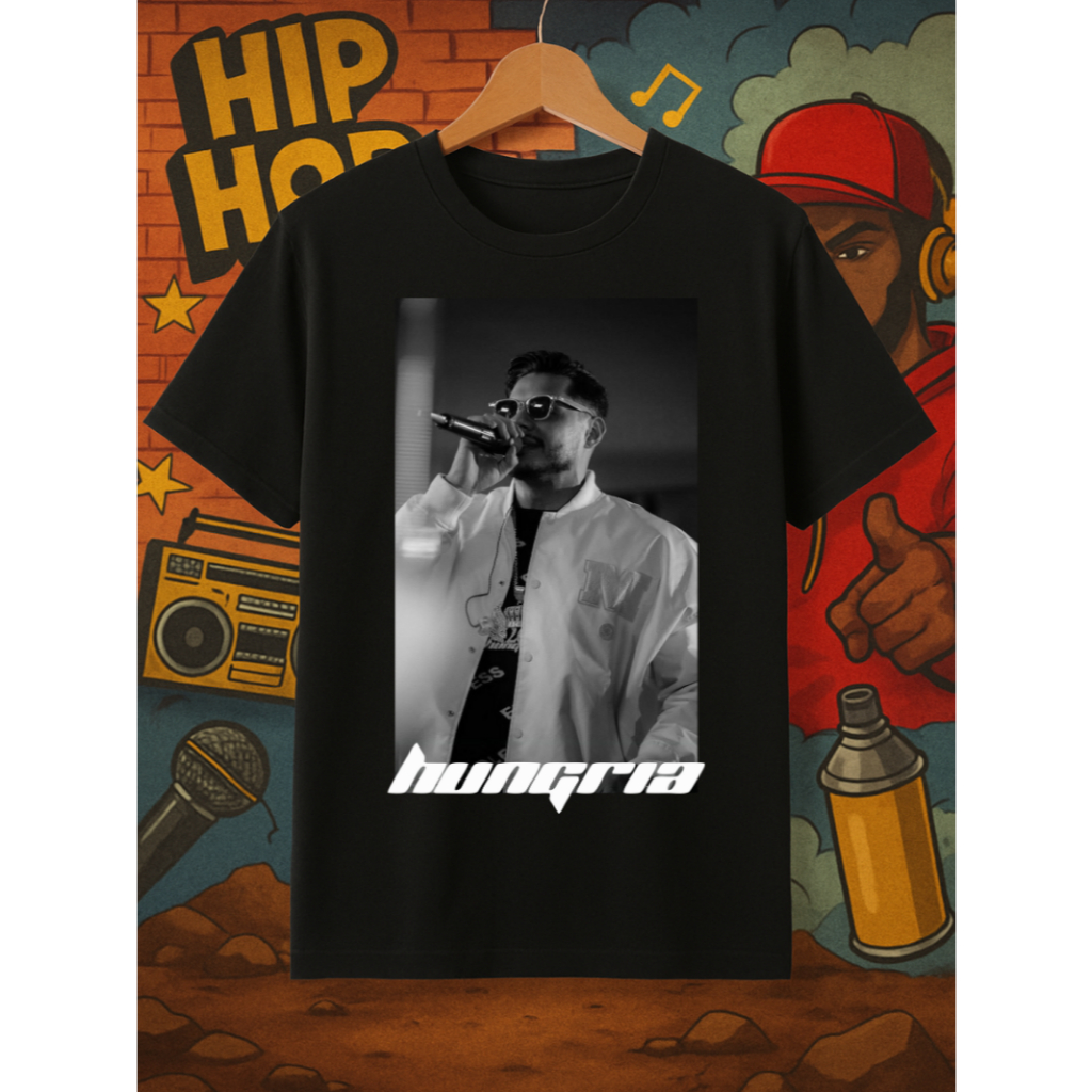 Camiseta Hungria Hip-Hop Camisa Black Musica Gola Redonda Unissex Feminino Masculino Algodão