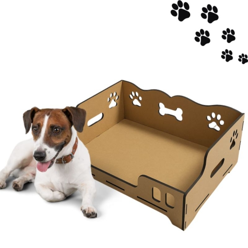 Cama Pet Madeira Caminha Confortável para cães e gatos cachorro fêmea e macho sofá berço ossinho MDF crú 52 cm